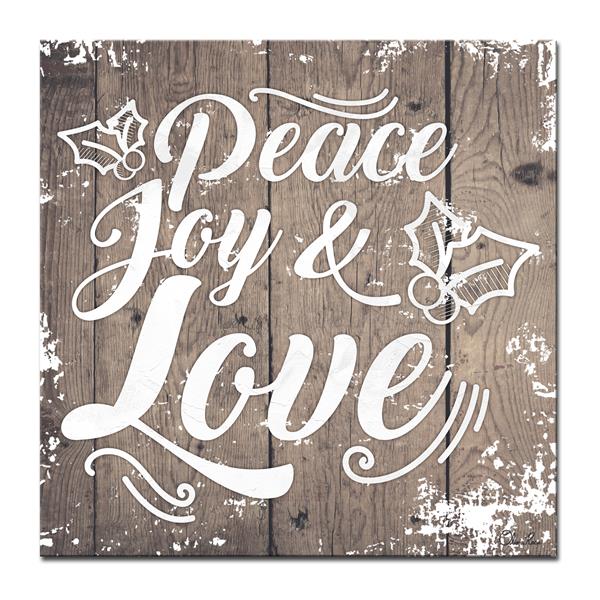 Ready2HangArt Wall Art Peace, Joy & Love Canvas 20-in x 20-in - Brown