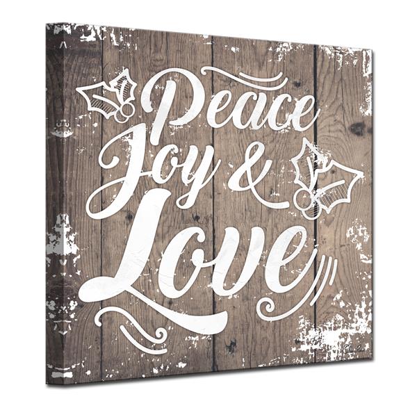 Ready2HangArt Wall Art Peace, Joy & Love Canvas 20-in x 20-in - Brown