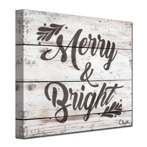Ready2HangArt Wall Art Christmas Merry & Bright Canvas 12-in - Brown
