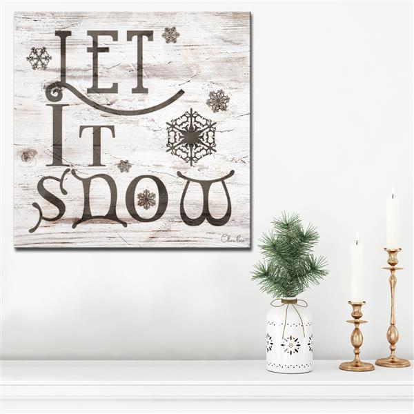 Ready2HangArt Wall Art Christmas Let It Snow Canvas 30-in x 30-in - Brown