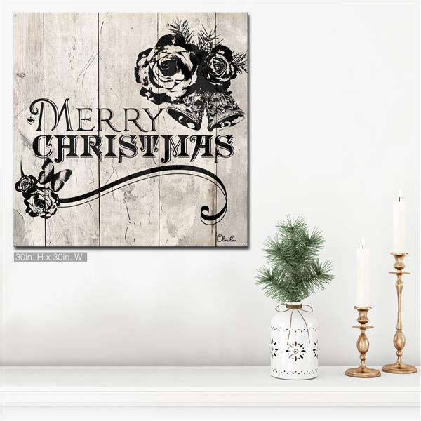 Ready2HangArt Wall Art Shabby Chic Christmas Canvas 20-in x 20-in - Brown