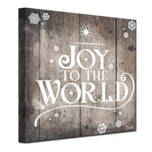 Ready2HangArt Wall Art Christmas Joy to World Canvas 20-in x 20-in- Brown