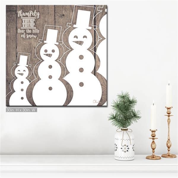 Ready2HangArt Wall Art Christmas Snowman Canvas 30-in x 30-in - Brown