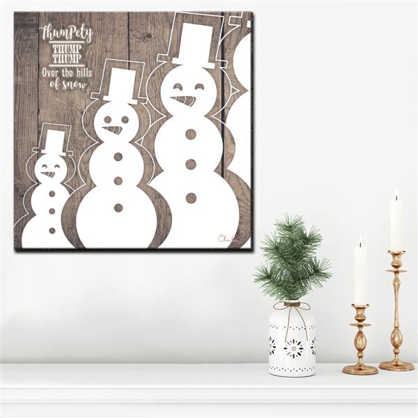 Ready2HangArt Wall Art Christmas Snowman Canvas 30-in x 30-in - Brown
