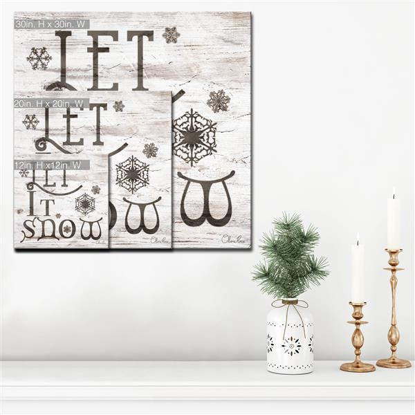 Ready2HangArt Wall Art Christmas Let It Snow Canvas 12-in x 12-in - Brown
