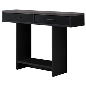 Table console Monarch avec tiroirs, noir et dessus gruis, 48 po