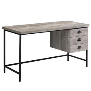 Bureau d'ordinateur Monarch, imitation bois taupe/métal noir, 55 po