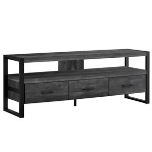 Monarch TV Stand - 3 Drawers - Black Reclaimed Wood Look - 60-in