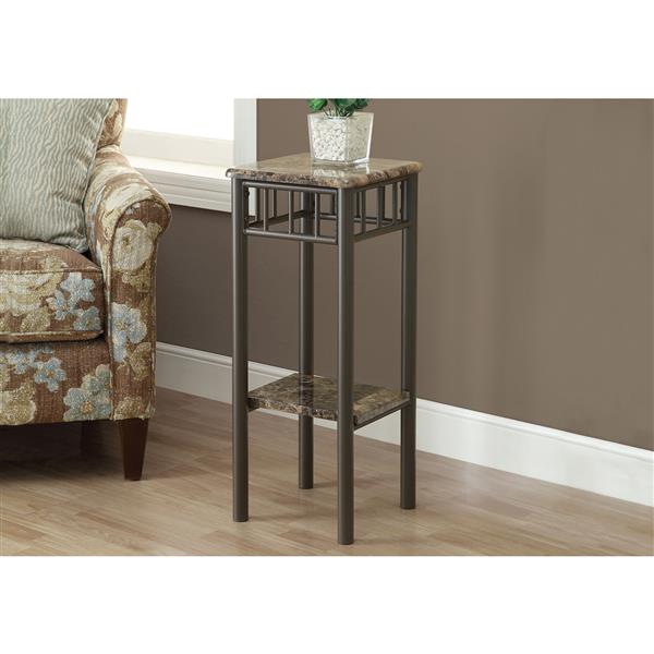 Monarch Accent table - Cappuccino marble / Bronze Metal - 28-in