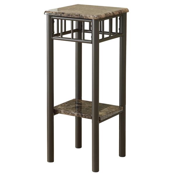 Monarch Accent table - Cappuccino marble / Bronze Metal - 28-in