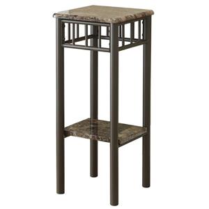 Support à plante, marbre cappuccino et métal bronze, 28 po