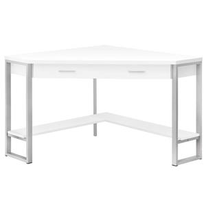 Bureau de travail en coin Monarch, blanc et métal argent, 42 po