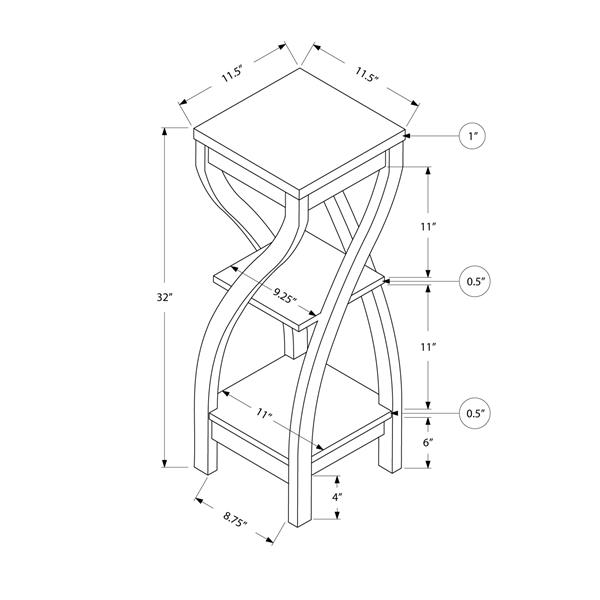 Monarch Cappuccino Accent Table - 32-in