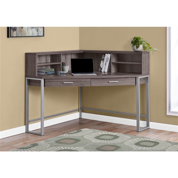 MONARCH SPECIALTIES Monarch Corner Computer Desk Dark Taupe and