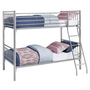 Monarch Bunk Bed - Detachable Silver Metal - Twin/Twin size