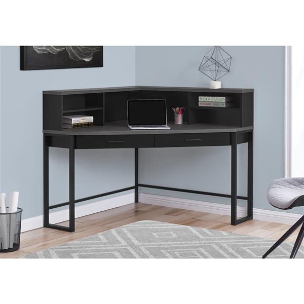 Monarch Specialties Monarch Corner Computer Desk Black And Grey Top 48 In Rona