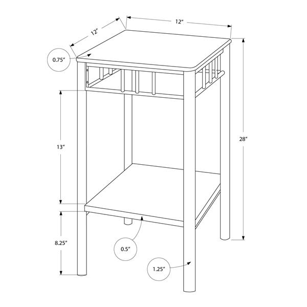 Monarch Accent Table - Black and Silver Metal - 28-in