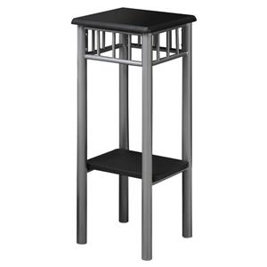 Table d'appoint Monarch, noire et métal argent, 28 po