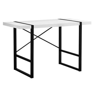 Monarch Computer Desk - White Reclaimed Wood and Black Metal - 48-in