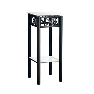 Table d'appoint Monarch, métal noir et verre trempé, 28 po
