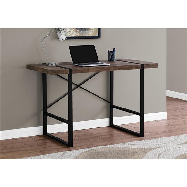 Monarch Computer Desk - Brown Reclaimed Wood and Black Metal - 48-in