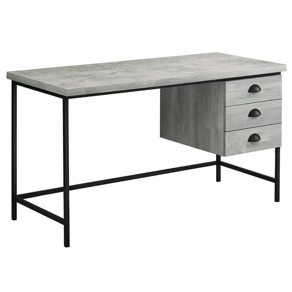 Bureau d'ordinateur Monarch, imitation bois gris et métal noir, 55 po