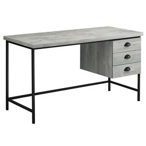 Bureau d'ordinateur Monarch, imitation bois gris et métal noir, 55 po