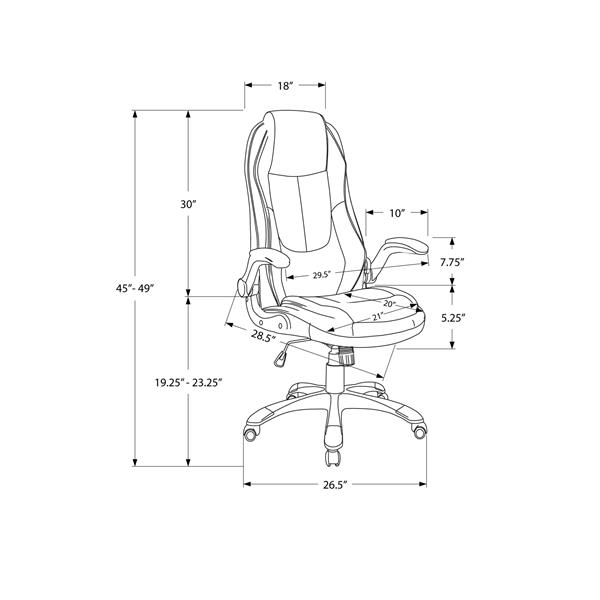 Monarch Executive Office Chair - Black Leather Look - High Back