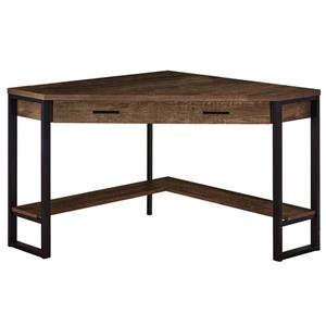 Bureau de travail en coin Monarch, imitation de bois brun, 42 po