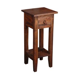 Sunset Trading Shabby Chic Cottage Side Table with Drawer- 11.75-in x 25.75-in - Dark Wood