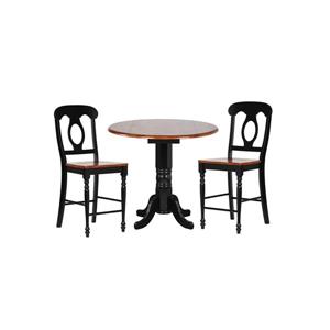 Ensemble de salle à manger Black Cherry Selections de Sunset Trading, table ronde, 3 pièces, noir antique/cerisier