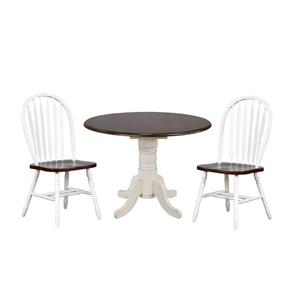 Ensemble de salle à manger Andrews de Sunset Trading, 3 pièces, table ronde, blanc antique