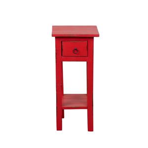 Table d'appoint Shabby Chic Cottage de Sunset Trading, 1 tiroir, 11,75 po x 25,75 po, rouge antique