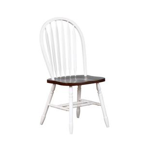 Sunset Trading Andrews Dining Chair - 38-in x 20-in - Antique White/Chestnut - Set of 2