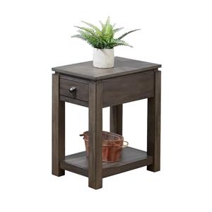 Sunset Trading Shades of Gray End Table with Drawer - 14-in x 27-in - Matte Gray