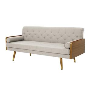 Best Selling Home Decor Jalon Mid Century Modern Tufted Sofa - Fabric - Beige