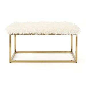 Ottomane en fausse fourrure Molly de Best Selling Home Decor, blanc