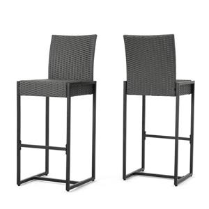 Best Selling Home Decor Candy Wicker Bar Stool - Gray - Set of 2