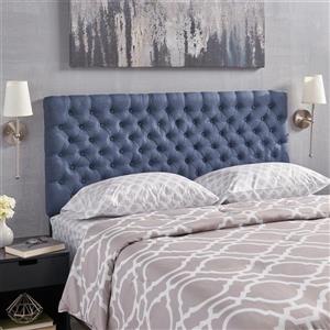Tête de lit en tissu capitonné Rutherford de Best Selling Home Decor, double ou grand lit, bleu