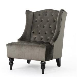 Best Selling Home Decor Elise High Back Fabric Accent Chair - Gray Velvet