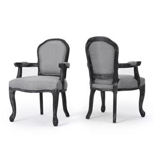 Best Selling Home Decor Trisha Fabric Dining Chair - Black Wood/Gray - Set of 2