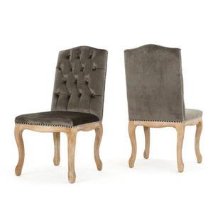 Chaise de salle à manger Bermuda de Best Selling Home Decor, velours gris, ens. de 2