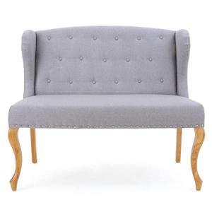 Best Selling Home Decor Bunny Tufted Wingback Loveseat - Fabric - Light Grey