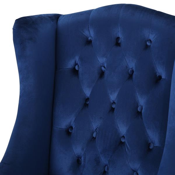 Blue velvet discount high back chair