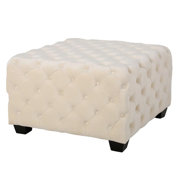 Best Ing Home Decor Athena Square, Cream Colored Leather Ottoman