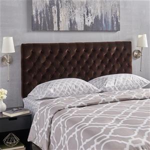 Tête de lit en velours capitonné Rutherford de Best Selling Home Decor, grand lit, marron