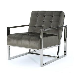 Fauteuil d'appoint en velours Bellagio de Best Selling Home Decor, gris
