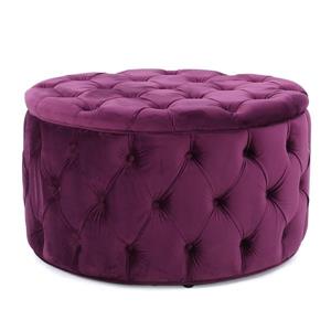 Ottomane ronde en velours Cassie de Best Selling Home Decor, violet