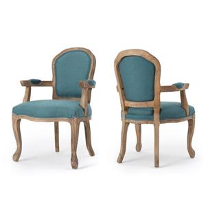 Chaise de salle à manger Trisha de Best Selling Home Decor, tissu turquoise, ens. de 2