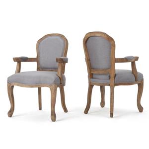 Best Selling Home Decor Trisha Fabric Dining Chair - Natural Wood/Gray - Set of 2